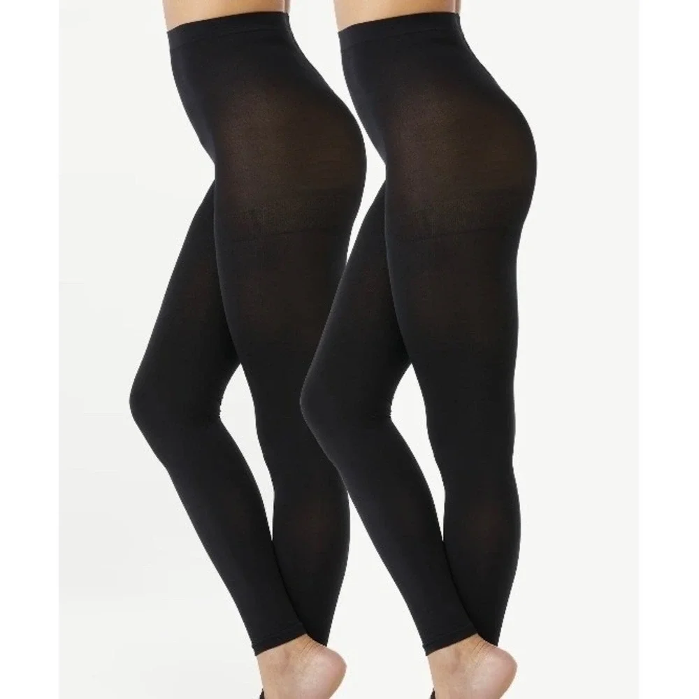 Joyspun Control Top Tights Womens Size XXXL Black Footless 120 Denier